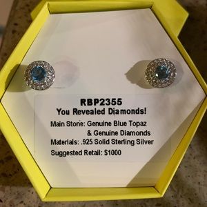 Ring Bomb Party Genuine Diamond and Blue Topaz